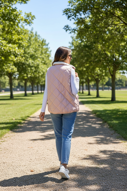 Quilted Vest Coat Back View Lifestyle Image