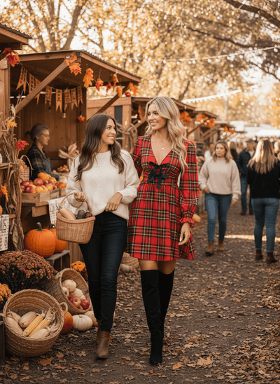 Plaid Mini Dress - V-Neck Tie Front Holiday Dress - Fashions Envy