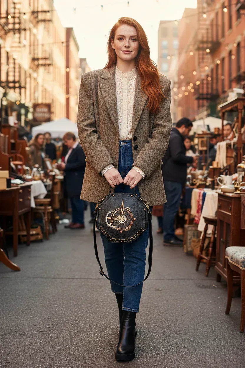 Steampunk Crossbody Bag - Clockwork Gear Design Mini - Fashions Envy
