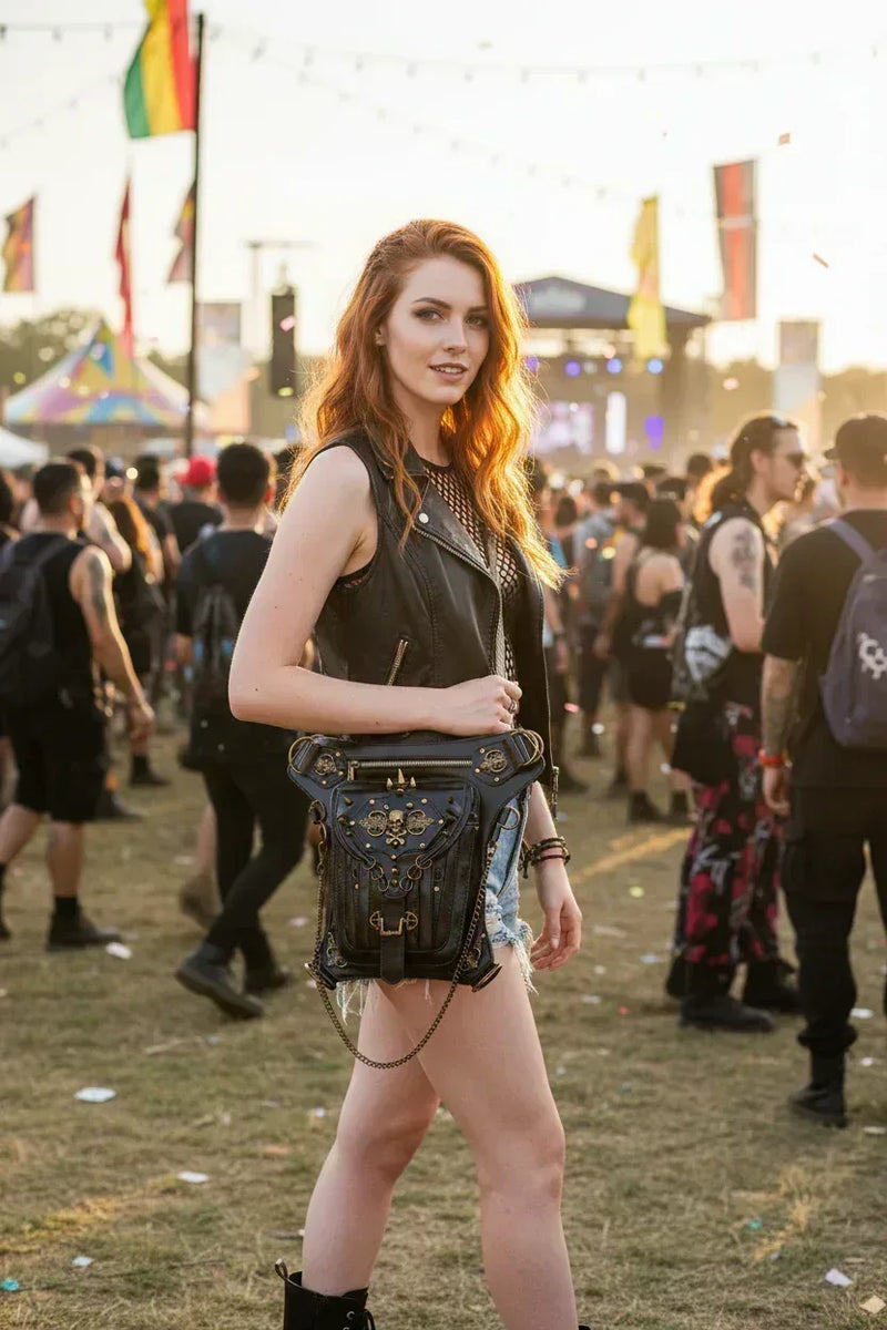 Steampunk Skull Bag - Multi-Wear Gothic Crossbody - Fashions Envy