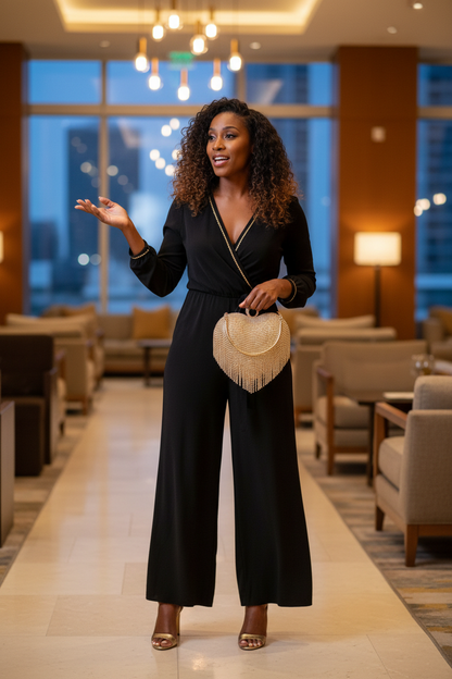 Rhinestone fringe heart shape party bag lifestyle image