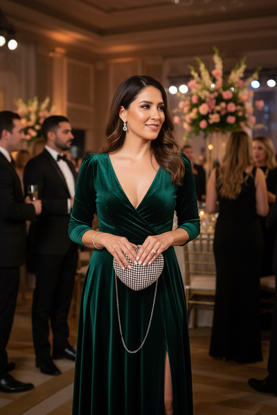 Rhinestone heart shape party clutch lifestyle image