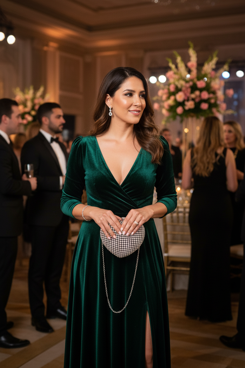 Rhinestone heart shape party clutch lifestyle image