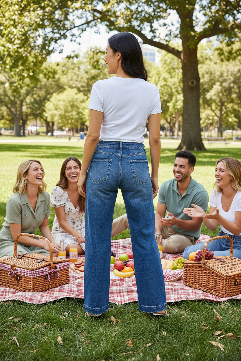 RISEN Wide Baggy Jeans - Mid Rise Relaxed Fit - Fashions Envy