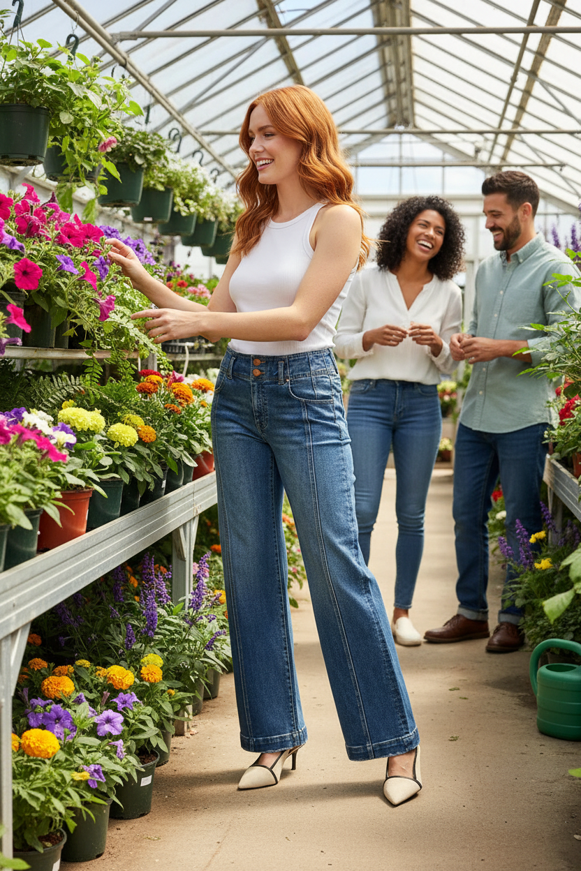 RISEN Wide Baggy Jeans - Mid Rise Relaxed Fit - Fashions Envy