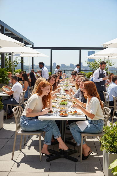 RISEN Barrel Jeans Rooftop Restaurant Scene