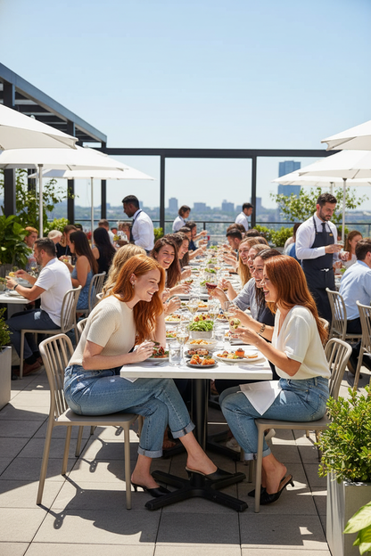 RISEN Barrel Jeans Rooftop Restaurant Scene