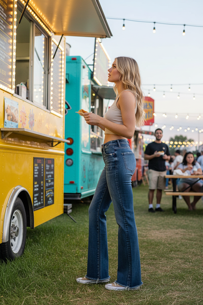 RISEN High Rise Straight Jeans - Tummy Control Long Inseam - Fashions Envy