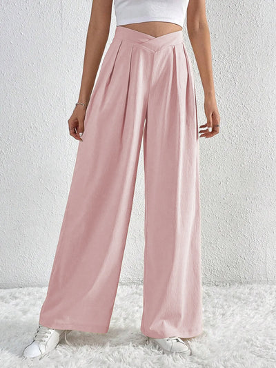 Trendsi Ruched Pants in Pink with High Waist and Wide Leg Design for a Stylish Look