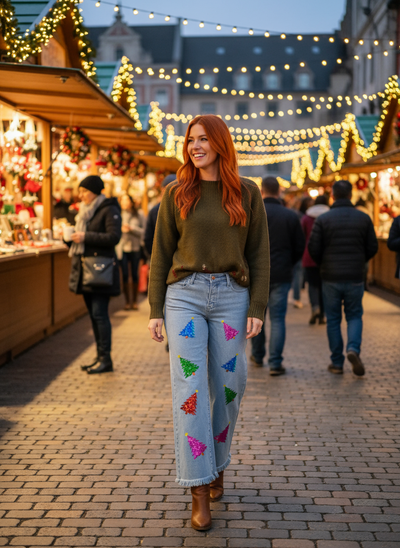 Sequin Christmas Tree Jeans Lifestyle 2