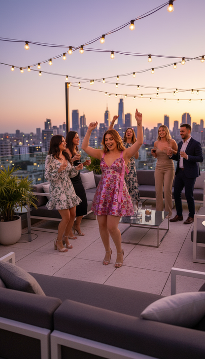 Sequin Floral Mini Dress - Rooftop Party Lifestyle