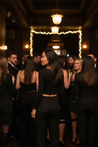 Sequin Lace Top Back View Cocktail Bar