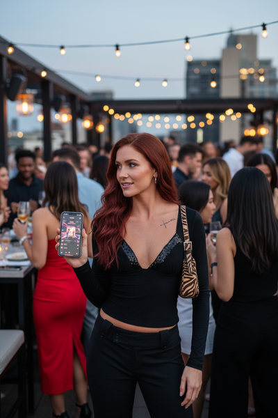 Sequin Lace Top Rooftop Restaurant