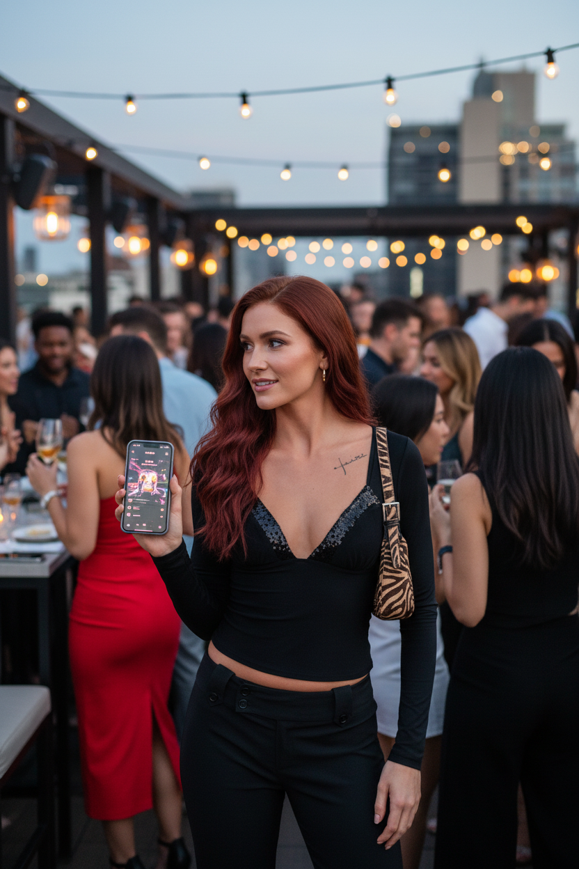 Sequin Lace Top Rooftop Restaurant