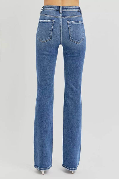 RISEN Plus Size Tummy Control Straight Jeans - High Rise Stretch Fit - Fashions Envy