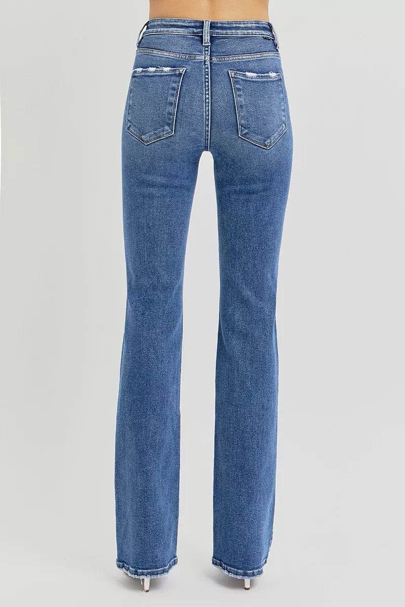 RISEN Plus Size Tummy Control Straight Jeans - High Rise Stretch Fit - Fashions Envy