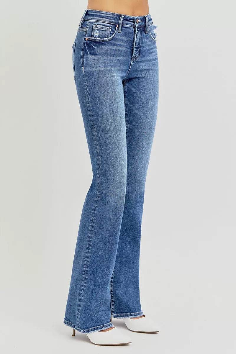 RISEN Plus Size Tummy Control Straight Jeans - High Rise Stretch Fit - Fashions Envy