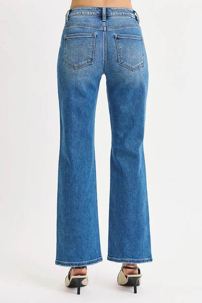 RISEN Full Size High Rise Ankle Straight Front Body Distressed Jeans - Fashions Envy