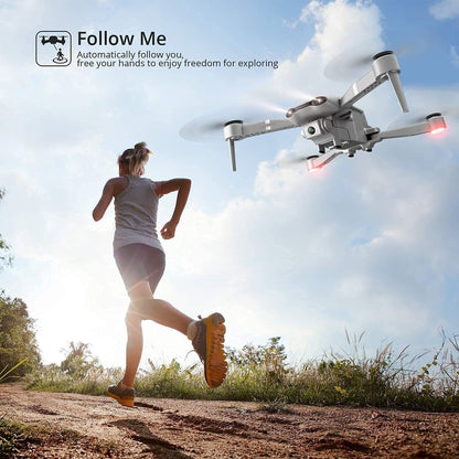Trendsi 4K camera drone with GPS following a runner in Follow Me mode outdoor action footage