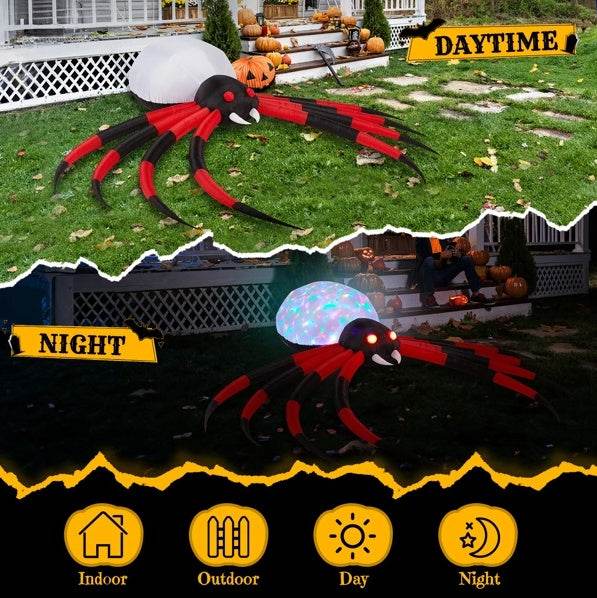 Giant Halloween Spider Inflatable - 11.8 FT LED Crawling Spider - Fashions Envy
