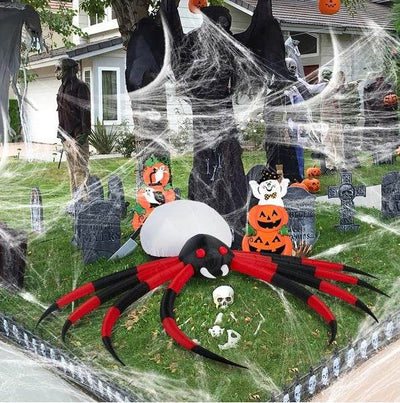 Giant Halloween Spider Inflatable - 11.8 FT LED Crawling Spider - Fashions Envy