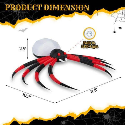 Giant Halloween Spider Inflatable - 11.8 FT LED Crawling Spider - Fashions Envy