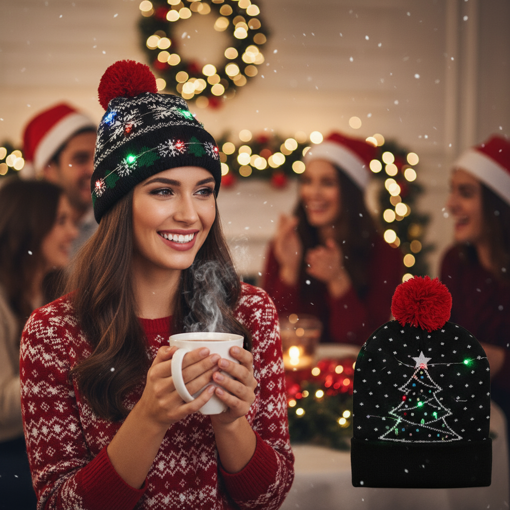 Style A - Black Christmas tree LED beanie
