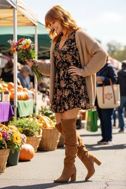 Tan Camel Suede Over-the-Knee Boots - Slot 3