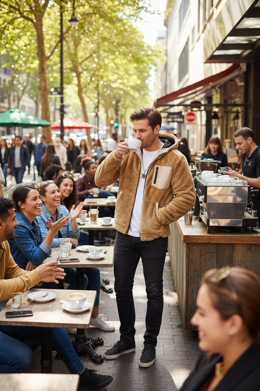 Tan Fleece Hooded Jacket Correct