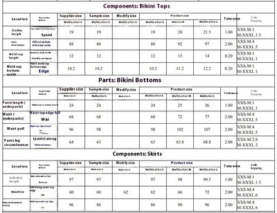 Trendsi three piece bikini set with skirt featuring adjustable bikini tops, bottoms, and skirts in various sizes