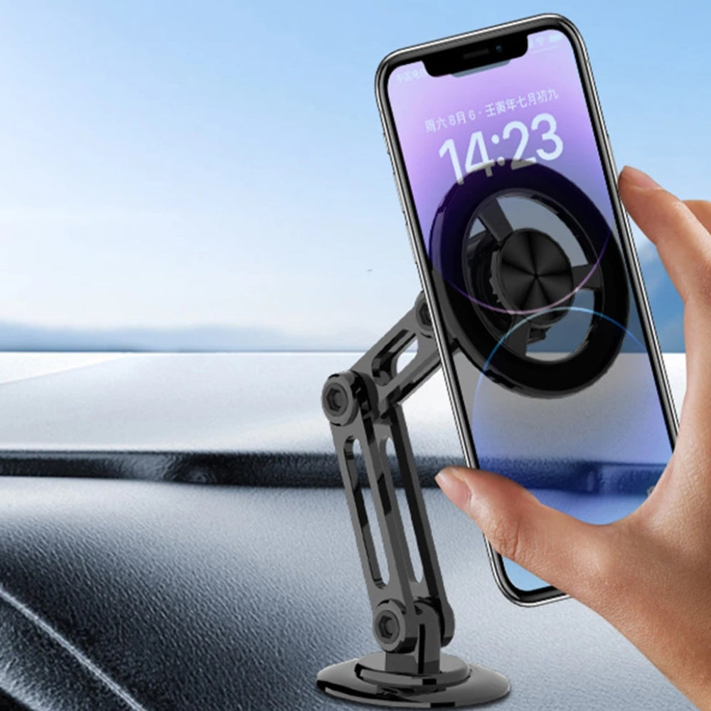 Fashions Envy Magnetic Car Phone Holder with adjustable arm and suction base holding smartphone
