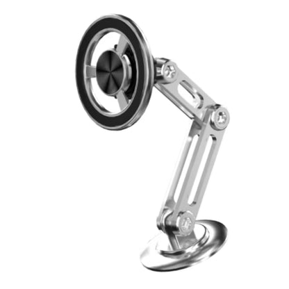 Fashions Envy Magnetic Car Phone Holder adjustable silver metal arm with round magnetic mount for dashboard