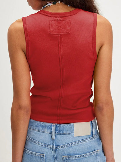 Trendsi V-Neck Tank Top in Red with a Comfortable Fitted Design for Stylish Wear