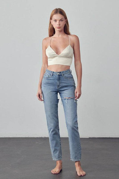 Insane Gene Straight Ankle Jeans in light wash with a relaxed fit and slight distressing
