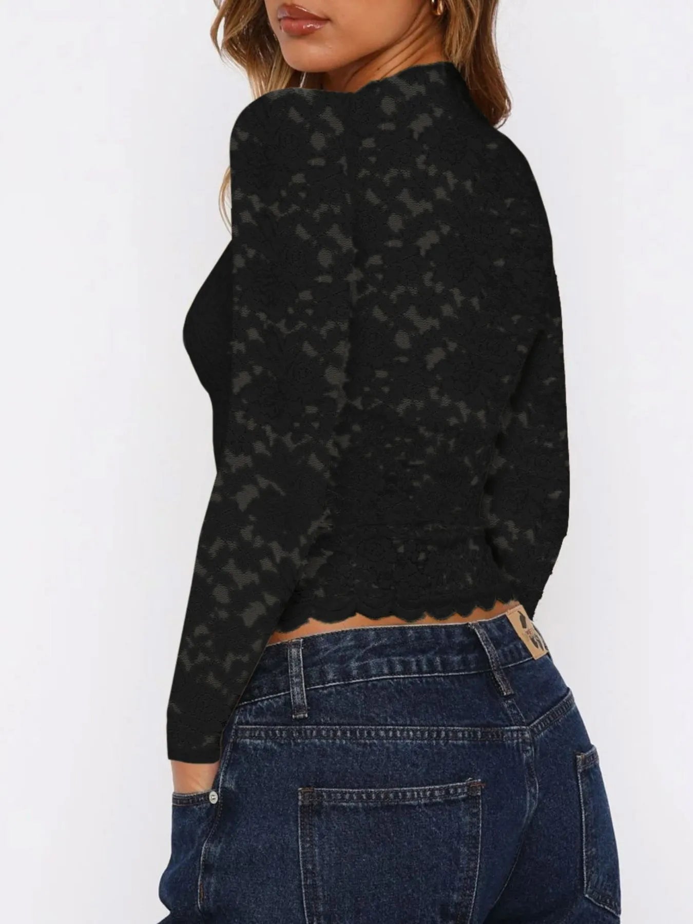Trendsi V-Neck Blouse in black with long sleeves and a stylish fit for versatile wear