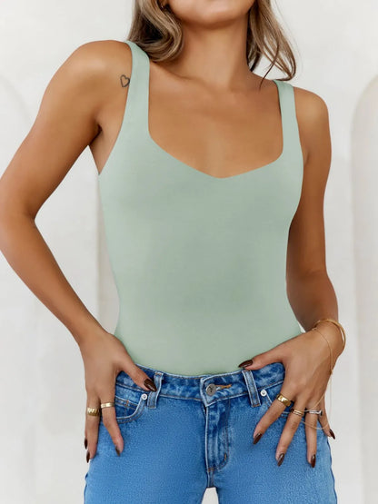 Trendsi V-Neck Tank Top in Soft Green, Perfect for Layering or Summer Outfits