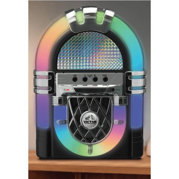 Victor BLVD Mini Bluetooth Jukebox with colorful LED lights and retro design by Jupiter Gear