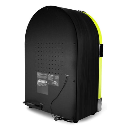 Back view of Victor Wilshire Bluetooth Jukebox by Jupiter Gear with black and yellow design