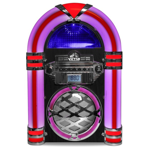 Victor Wilshire Bluetooth Jukebox with retro design and colorful neon lights by Jupiter Gear