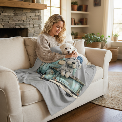 Vintage Truck Puppy Blanket Lifestyle
