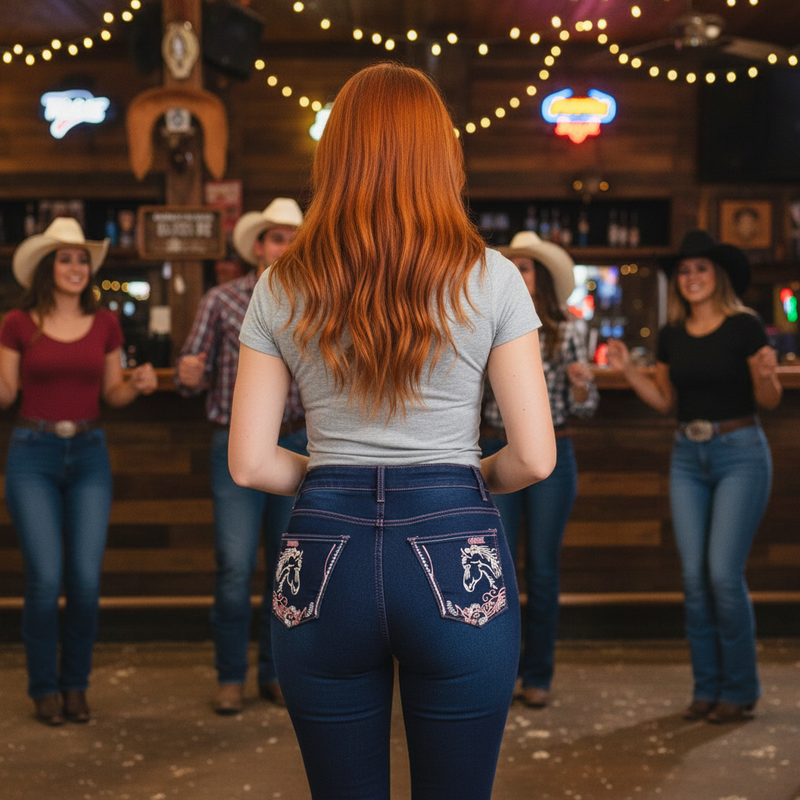 Western Bootcut Jeans Horse Embroidery Line Dancing