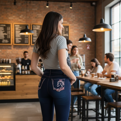 Western Bootcut Jeans Horse Embroidery Rear View