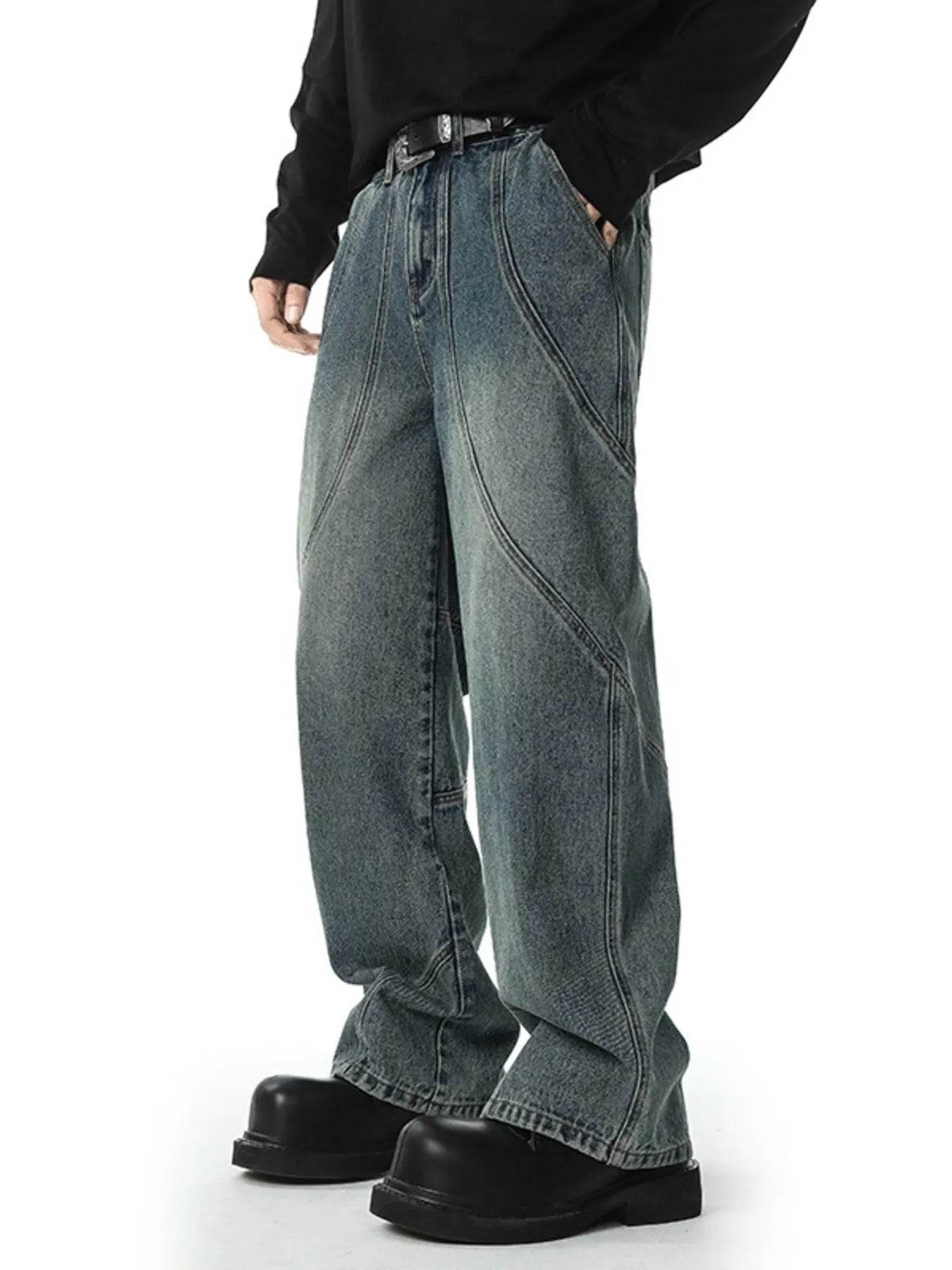 Trendsi Wide Leg Baggy Jeans in distressed denim with a relaxed fit and stylish design