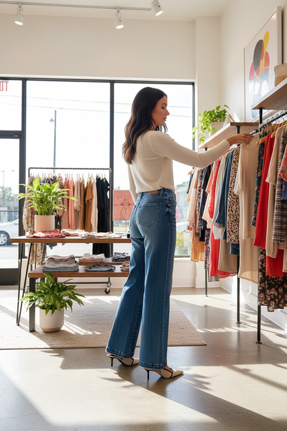 Wide Leg Jeans Lifestyle Shopping Scene
