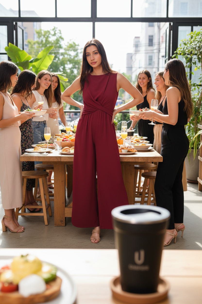 Woman at brunch - ultra simplified
