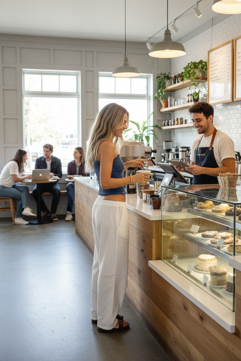 Woman in strapless crop top back shot test