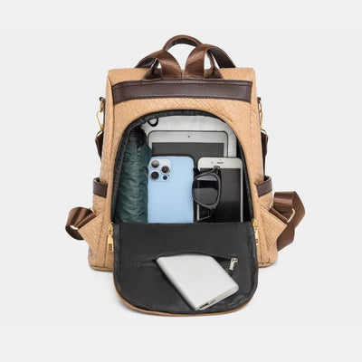 Woven Backpack Handbag with spacious interior and multiple pockets for organization