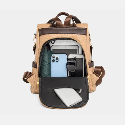 Woven Backpack Handbag with spacious interior and multiple pockets for organization