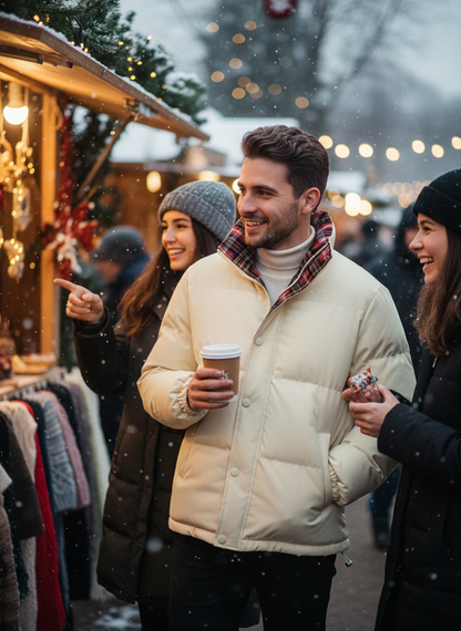 Yellow Men's Winter Coat Lifestyle Image